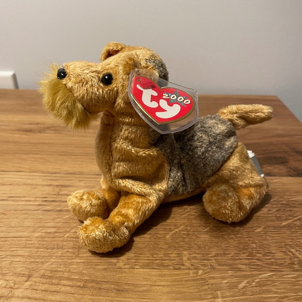 Whiskers Dog Ty Beanie Babies Brown 2000 – New Tag Protector VINTAGE